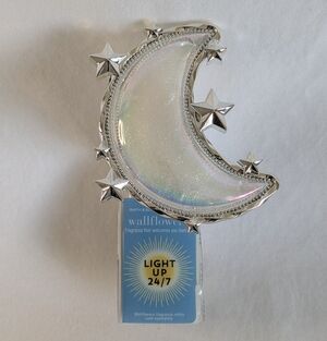 Bath & Body Works Glitter Silver Moon & Stars Wallflower Night Light Up Plug In